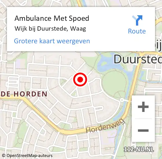 Locatie op kaart van de 112 melding: Ambulance Met Spoed Naar Wijk bij Duurstede, Waag op 5 augustus 2018 12:55