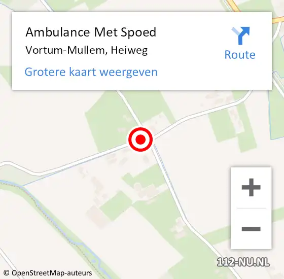 Locatie op kaart van de 112 melding: Ambulance Met Spoed Naar Vortum-Mullem, Heiweg op 5 augustus 2018 13:02