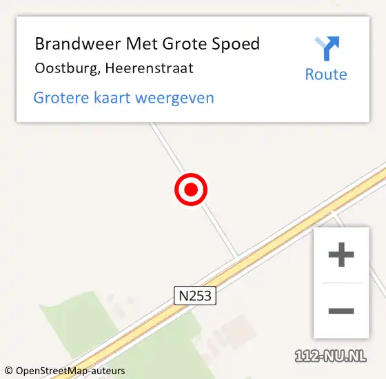 Locatie op kaart van de 112 melding: Brandweer Met Grote Spoed Naar Oostburg, Heerenstraat op 5 augustus 2018 13:06