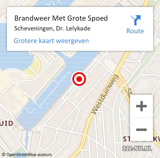 Locatie op kaart van de 112 melding: Brandweer Met Grote Spoed Naar Scheveningen, Dr. Lelykade op 5 augustus 2018 13:28