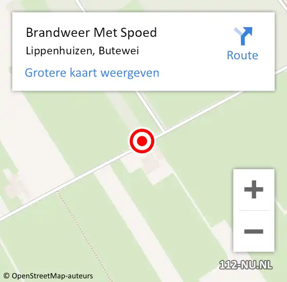 Locatie op kaart van de 112 melding: Brandweer Met Spoed Naar Lippenhuizen, Butewei op 5 augustus 2018 13:44