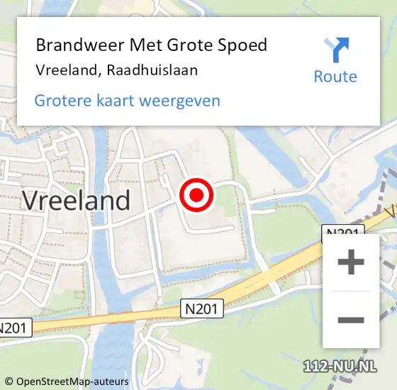 Locatie op kaart van de 112 melding: Brandweer Met Grote Spoed Naar Vreeland, Raadhuislaan op 5 augustus 2018 13:58