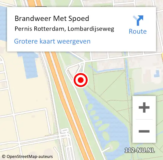 Locatie op kaart van de 112 melding: Brandweer Met Spoed Naar Pernis Rotterdam, Lombardijseweg op 5 augustus 2018 14:03