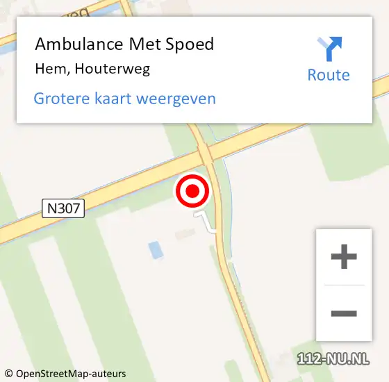 Locatie op kaart van de 112 melding: Ambulance Met Spoed Naar Hem, Houterweg op 5 augustus 2018 15:45