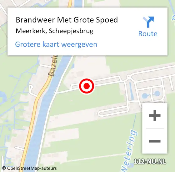 Locatie op kaart van de 112 melding: Brandweer Met Grote Spoed Naar Meerkerk, Scheepjesbrug op 5 augustus 2018 16:02