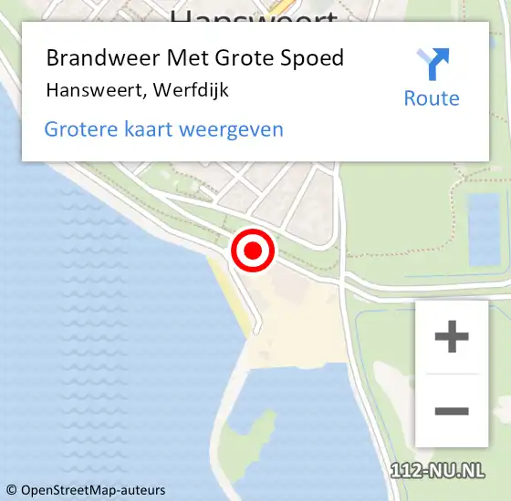 Locatie op kaart van de 112 melding: Brandweer Met Grote Spoed Naar Hansweert, Werfdijk op 5 augustus 2018 17:03