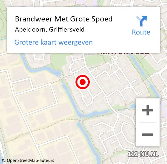 Locatie op kaart van de 112 melding: Brandweer Met Grote Spoed Naar Apeldoorn, Griffiersveld op 5 augustus 2018 17:27