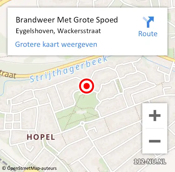 Locatie op kaart van de 112 melding: Brandweer Met Grote Spoed Naar Eygelshoven, Wackersstraat op 5 augustus 2018 17:40