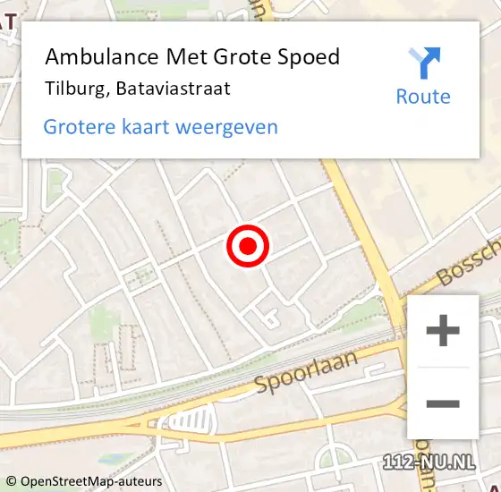 Locatie op kaart van de 112 melding: Ambulance Met Grote Spoed Naar Tilburg, Bataviastraat op 5 augustus 2018 18:11