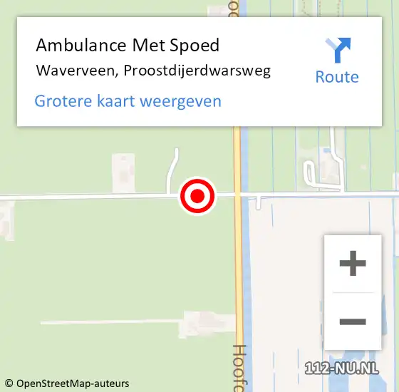 Locatie op kaart van de 112 melding: Ambulance Met Spoed Naar Waverveen, Proostdijerdwarsweg op 5 augustus 2018 19:15