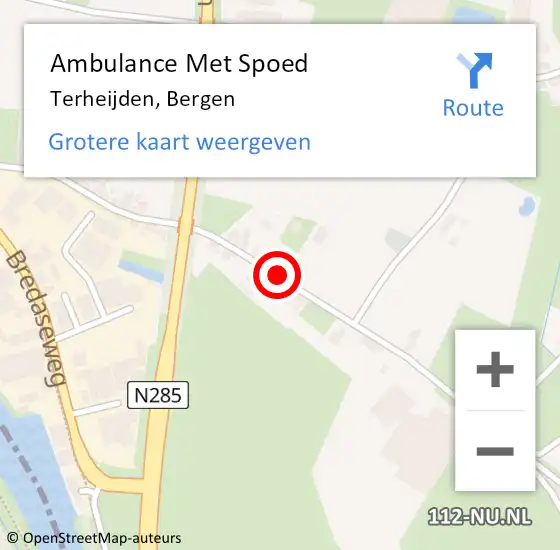 Locatie op kaart van de 112 melding: Ambulance Met Spoed Naar Terheijden, Bergen op 5 augustus 2018 19:26