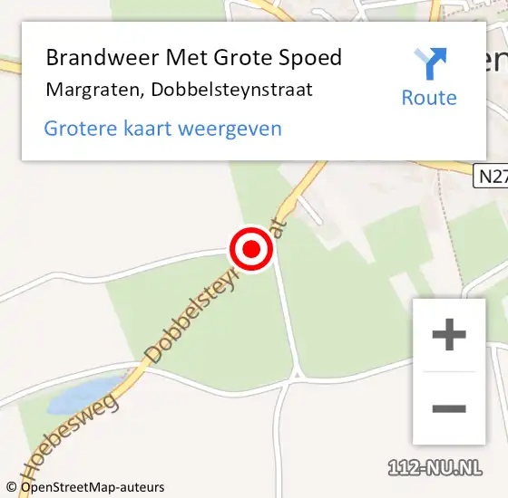 Locatie op kaart van de 112 melding: Brandweer Met Grote Spoed Naar Margraten, Dobbelsteynstraat op 5 augustus 2018 19:30