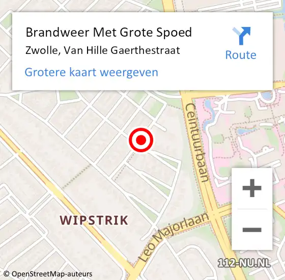 Locatie op kaart van de 112 melding: Brandweer Met Grote Spoed Naar Zwolle, Van Hille Gaerthestraat op 5 augustus 2018 19:44