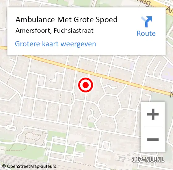 Locatie op kaart van de 112 melding: Ambulance Met Grote Spoed Naar Amersfoort, Fuchsiastraat op 5 augustus 2018 19:57