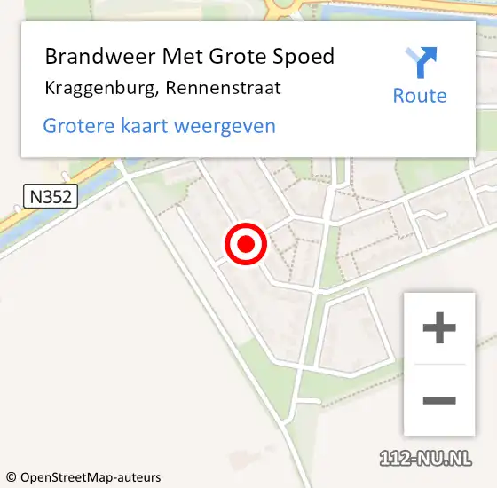 Locatie op kaart van de 112 melding: Brandweer Met Grote Spoed Naar Kraggenburg, Rennenstraat op 5 augustus 2018 20:08