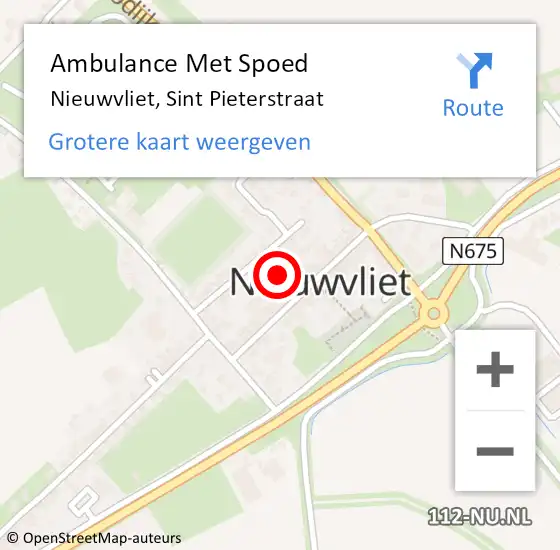 Locatie op kaart van de 112 melding: Ambulance Met Spoed Naar Nieuwvliet, Sint Pieterstraat op 5 maart 2014 09:14