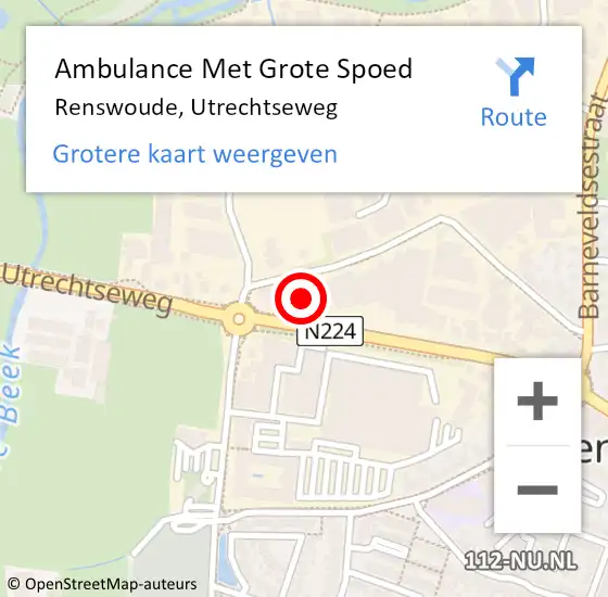 Locatie op kaart van de 112 melding: Ambulance Met Grote Spoed Naar Renswoude, Utrechtseweg op 5 augustus 2018 20:11