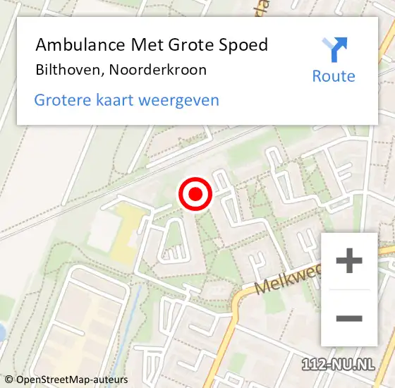 Locatie op kaart van de 112 melding: Ambulance Met Grote Spoed Naar Bilthoven, Noorderkroon op 5 augustus 2018 20:37