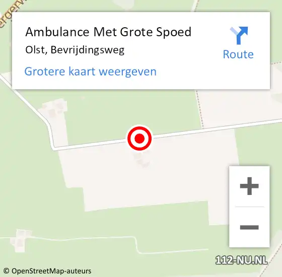 Locatie op kaart van de 112 melding: Ambulance Met Grote Spoed Naar Olst, Bevrijdingsweg op 5 augustus 2018 20:40