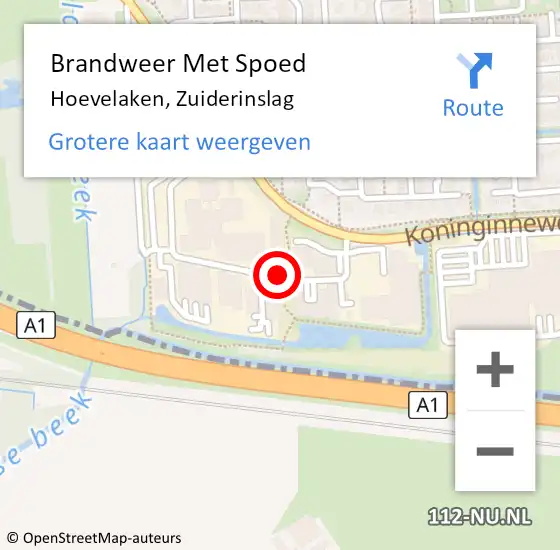 Locatie op kaart van de 112 melding: Brandweer Met Spoed Naar Hoevelaken, Zuiderinslag op 5 augustus 2018 21:02