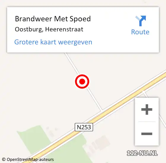 Locatie op kaart van de 112 melding: Brandweer Met Spoed Naar Oostburg, Heerenstraat op 5 augustus 2018 21:12