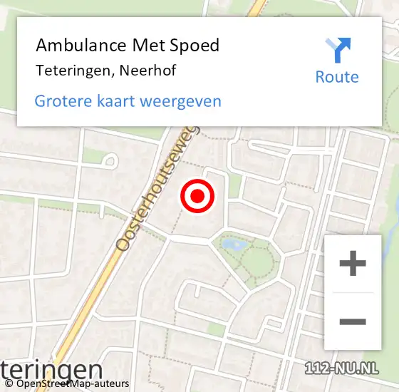 Locatie op kaart van de 112 melding: Ambulance Met Spoed Naar Teteringen, Neerhof op 5 augustus 2018 21:18