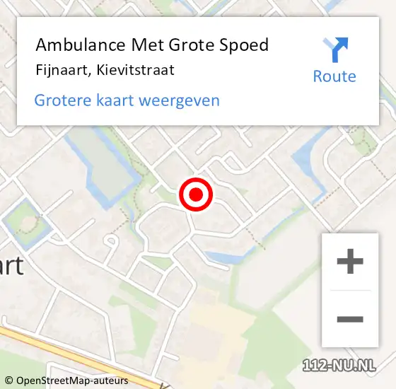 Locatie op kaart van de 112 melding: Ambulance Met Grote Spoed Naar Fijnaart, Kievitstraat op 5 augustus 2018 21:27