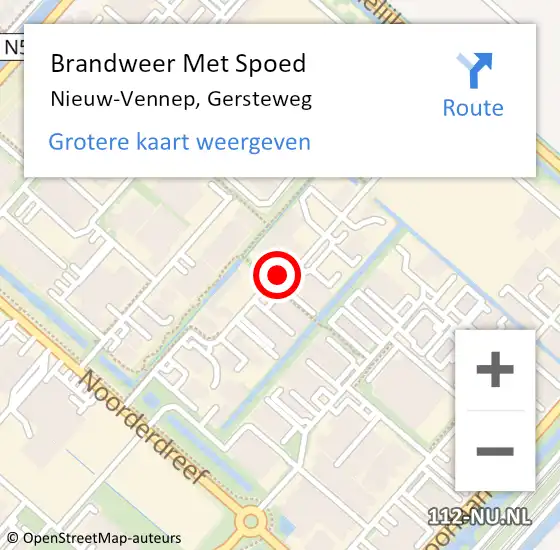 Locatie op kaart van de 112 melding: Brandweer Met Spoed Naar Nieuw-Vennep, Gersteweg op 5 augustus 2018 21:39