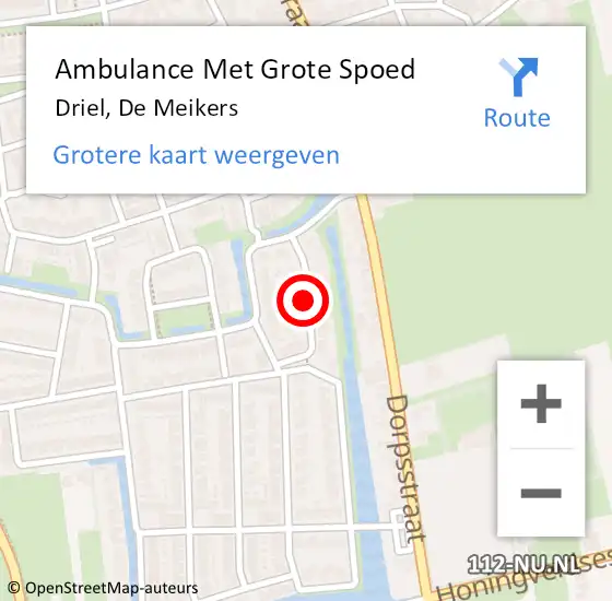 Locatie op kaart van de 112 melding: Ambulance Met Grote Spoed Naar Driel, De Meikers op 5 augustus 2018 21:53