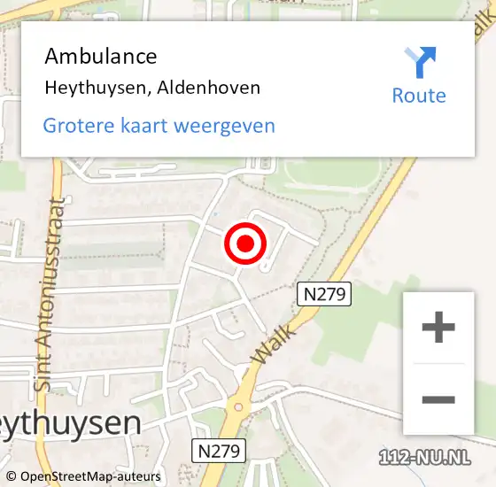 Locatie op kaart van de 112 melding: Ambulance Heythuysen, Aldenhoven op 5 augustus 2018 22:04