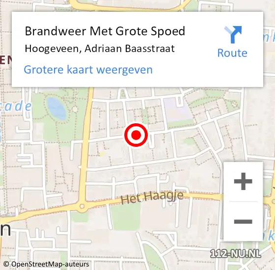 Locatie op kaart van de 112 melding: Brandweer Met Grote Spoed Naar Hoogeveen, Adriaan Baasstraat op 6 augustus 2018 00:21