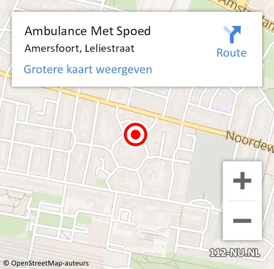 Locatie op kaart van de 112 melding: Ambulance Met Spoed Naar Amersfoort, Leliestraat op 6 augustus 2018 00:55