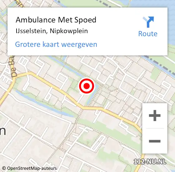 Locatie op kaart van de 112 melding: Ambulance Met Spoed Naar IJsselstein, Nipkowplein op 6 augustus 2018 02:44