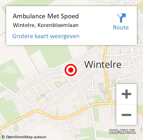 Locatie op kaart van de 112 melding: Ambulance Met Spoed Naar Wintelre, Korenbloemlaan op 6 augustus 2018 03:50