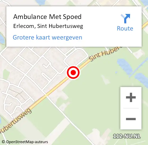 Locatie op kaart van de 112 melding: Ambulance Met Spoed Naar Erlecom, Sint Hubertusweg op 6 augustus 2018 04:14