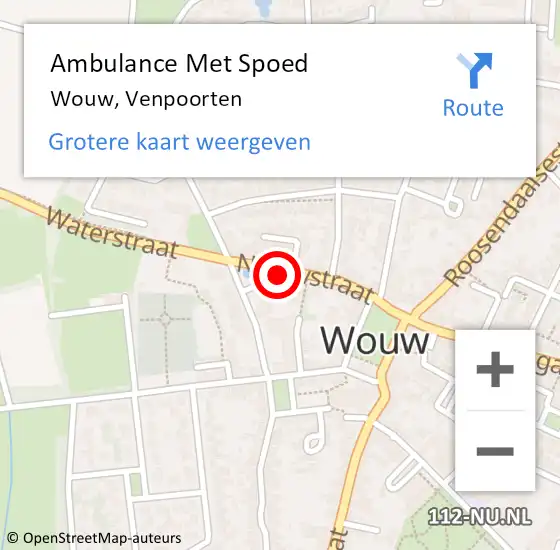 Locatie op kaart van de 112 melding: Ambulance Met Spoed Naar Wouw, Venpoorten op 6 augustus 2018 04:32