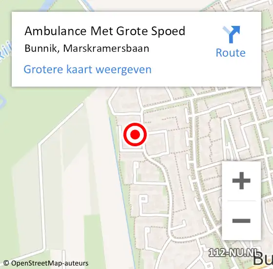 Locatie op kaart van de 112 melding: Ambulance Met Grote Spoed Naar Bunnik, Marskramersbaan op 6 augustus 2018 04:53