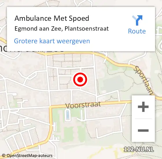 Locatie op kaart van de 112 melding: Ambulance Met Spoed Naar Egmond aan Zee, Plantsoenstraat op 6 augustus 2018 05:08