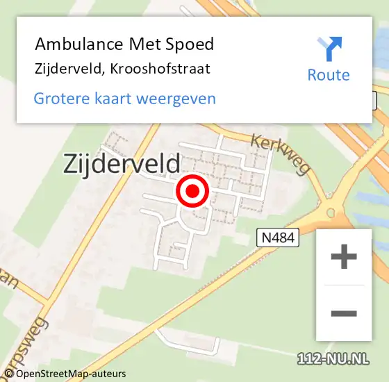 Locatie op kaart van de 112 melding: Ambulance Met Spoed Naar Zijderveld, Krooshofstraat op 6 augustus 2018 05:11