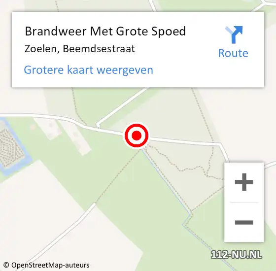 Locatie op kaart van de 112 melding: Brandweer Met Grote Spoed Naar Zoelen, Beemdsestraat op 6 augustus 2018 06:28