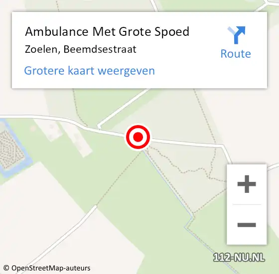 Locatie op kaart van de 112 melding: Ambulance Met Grote Spoed Naar Zoelen, Beemdsestraat op 6 augustus 2018 06:29