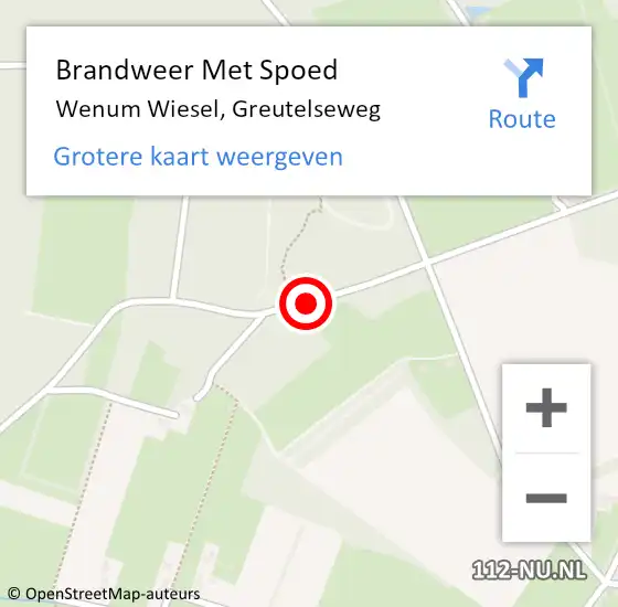 Locatie op kaart van de 112 melding: Brandweer Met Spoed Naar Wenum Wiesel, Greutelseweg op 6 augustus 2018 08:42