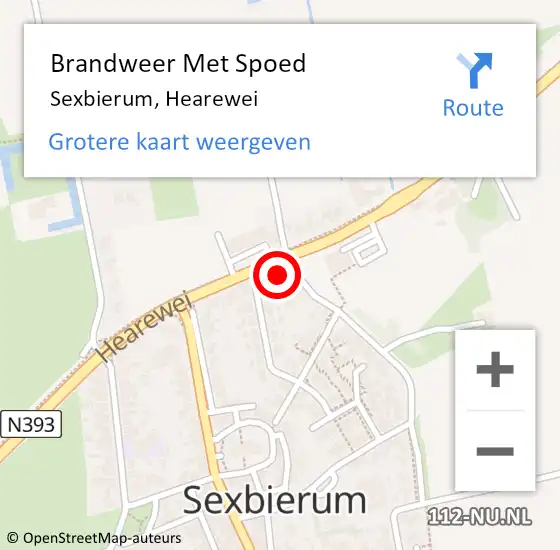 Locatie op kaart van de 112 melding: Brandweer Met Spoed Naar Sexbierum, Hearewei op 24 september 2013 12:35