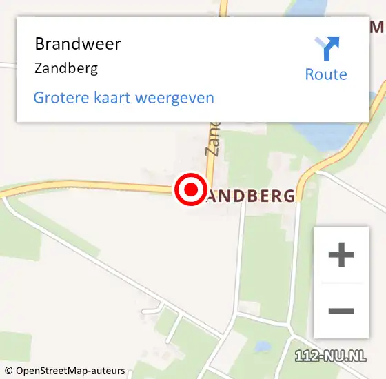 Locatie op kaart van de 112 melding: Brandweer Zandberg op 6 augustus 2018 10:25