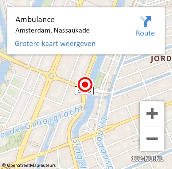 Locatie op kaart van de 112 melding: Ambulance Amsterdam, Nassaukade op 6 augustus 2018 10:33