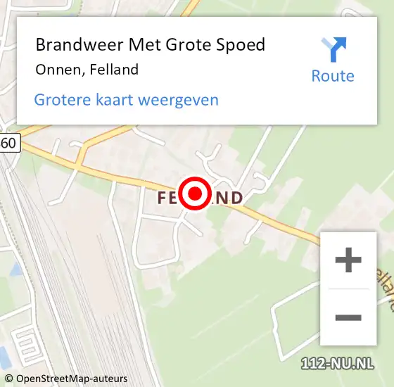 Locatie op kaart van de 112 melding: Brandweer Met Grote Spoed Naar Onnen, Felland op 6 augustus 2018 11:10