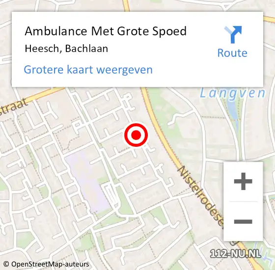 Locatie op kaart van de 112 melding: Ambulance Met Grote Spoed Naar Heesch, Bachlaan op 6 augustus 2018 12:41