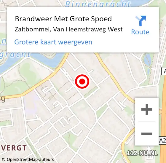 Locatie op kaart van de 112 melding: Brandweer Met Grote Spoed Naar Zaltbommel, Van Heemstraweg West op 6 augustus 2018 12:49