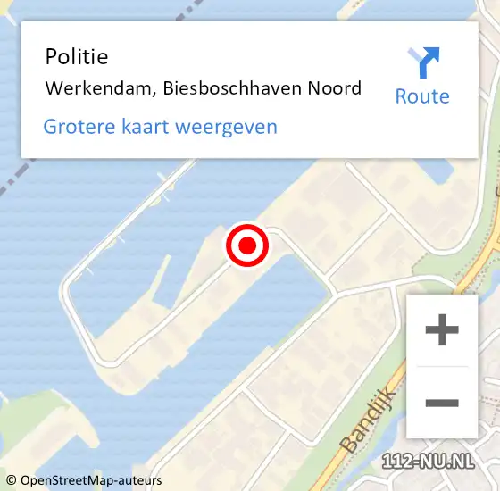 Locatie op kaart van de 112 melding: Politie Werkendam, Biesboschhaven Noord op 6 augustus 2018 12:58