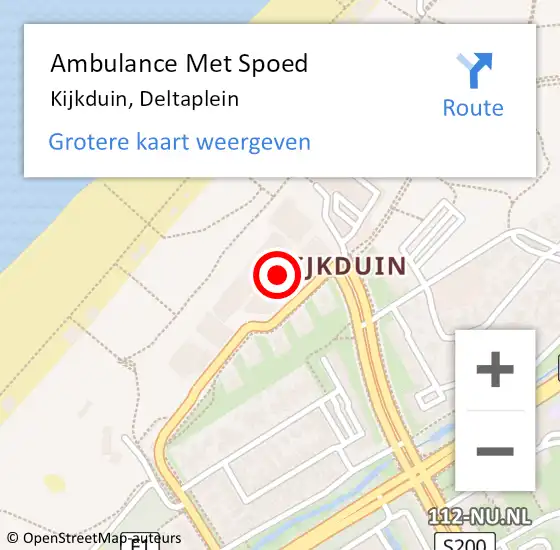 Locatie op kaart van de 112 melding: Ambulance Met Spoed Naar Kijkduin, Deltaplein op 6 augustus 2018 12:58